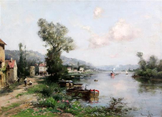 § Maurice Levis (French, 1860-) Mai, au bord de la Seine, 18 x 26in.